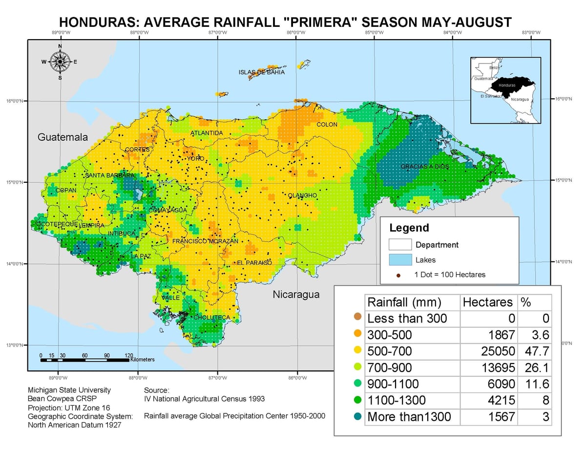 mapa d'Hondures climàtic