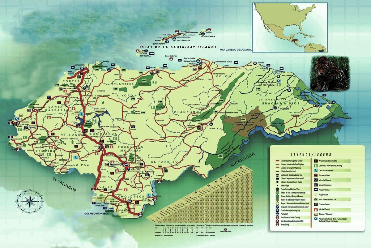 mapa d'Hondures geografia