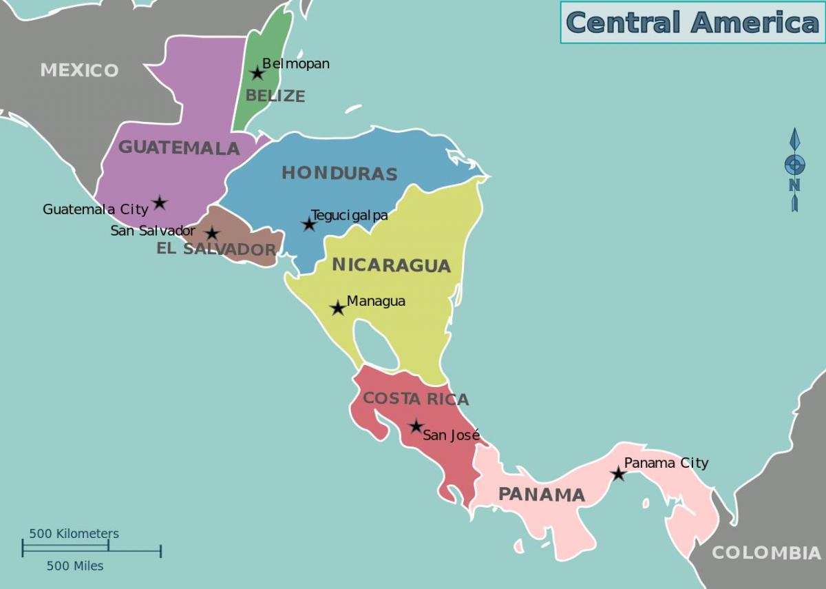mapa d'Hondures mapa d'amèrica central