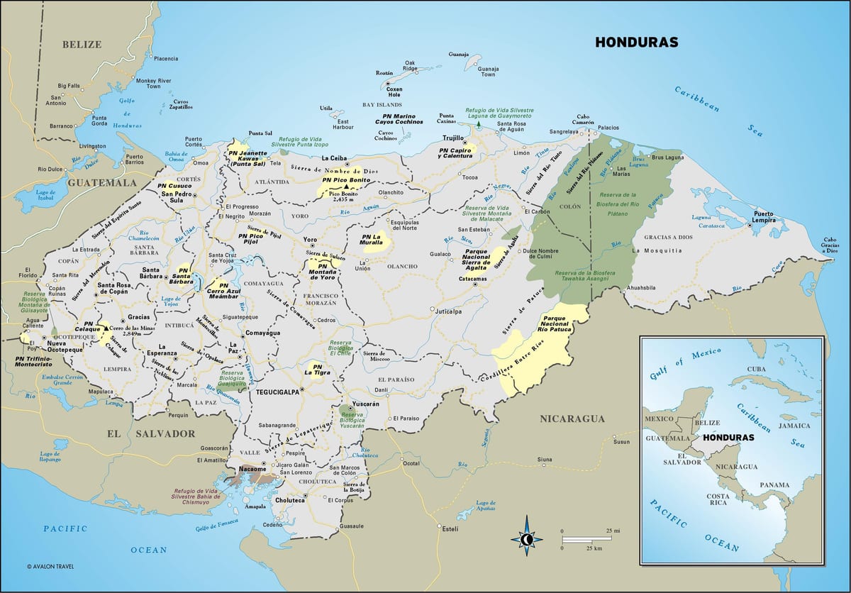 mapa d'Hondures carretera