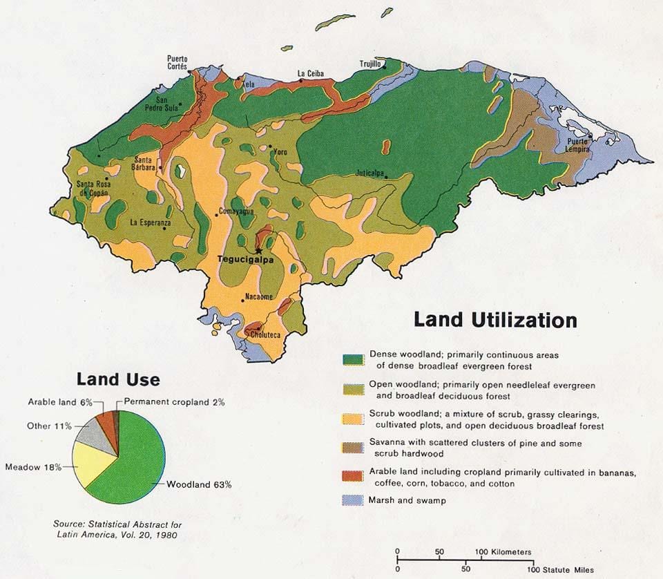 mapa d'Hondures muntanyes