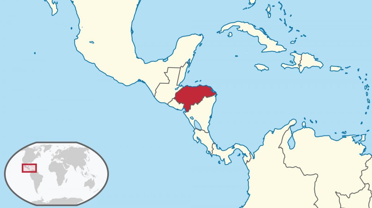 Hondures ubicació en el mapa del món