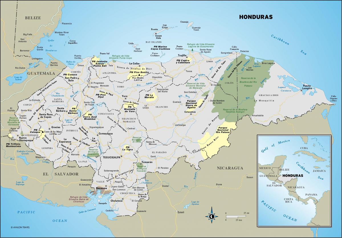un mapa d'Hondures 