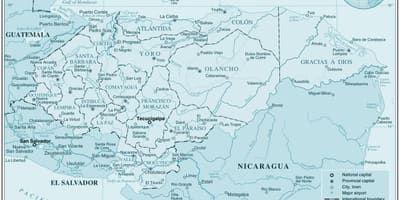 Mapa de mapa físic d'Hondures